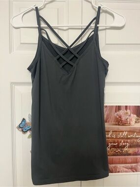 Scheel’s Brand Women's Reversible Charcoal Crisscross Strap Athletic Top